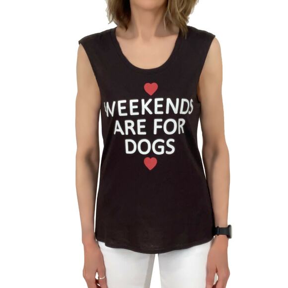 Chaser Weekends Are For Dogs Tee Sz XS New $62 T-Shirt Vintage Wash Union Black - Picture 2 of 9